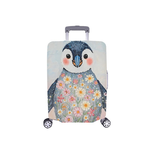 Floral Penguin Luggage Cover One Size ART00019 Luggage Cover (18"-21") (Small)