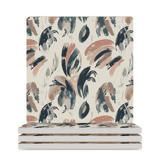 Earthbound Brush Abstract Coasters — US-Made, Set of 4
