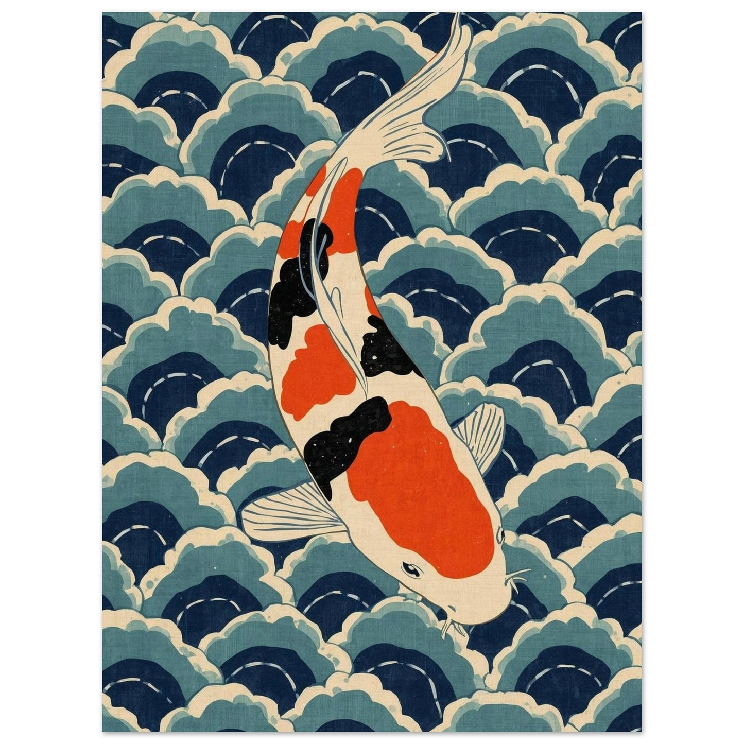 Koi Wave Japanese Art Wall Poster 75x100 cm 30x40″