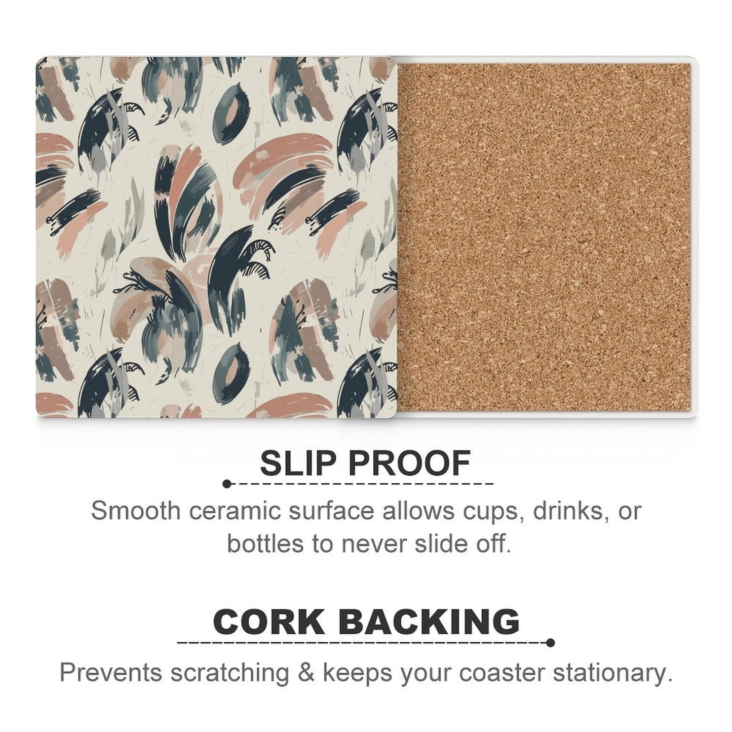 Earthbound Brush Abstract Coasters — US-Made, Set of 4