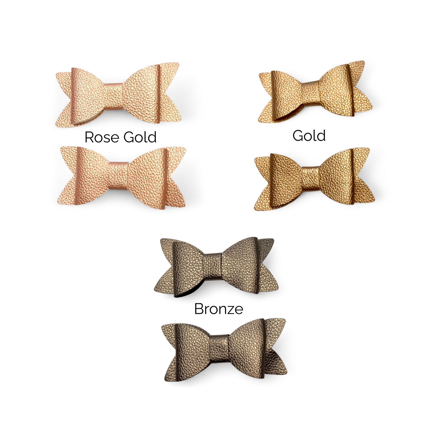 Metallic Pebble Hair Bows (2 Pack), Handmade Gold & Bronze Clips