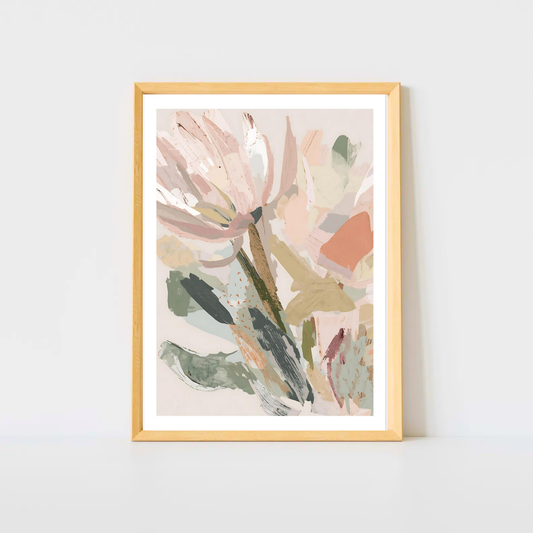 Abstract Floral Canvas Wall Art Print | Modern Minimalist Botanical Painting