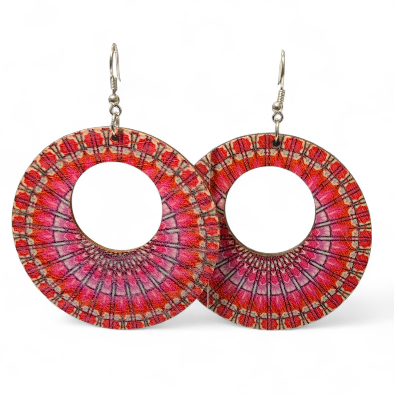 Boho Wooden Necklace & Earrings Set – Style 13, Handmade Matching Printed Wood Jewellery