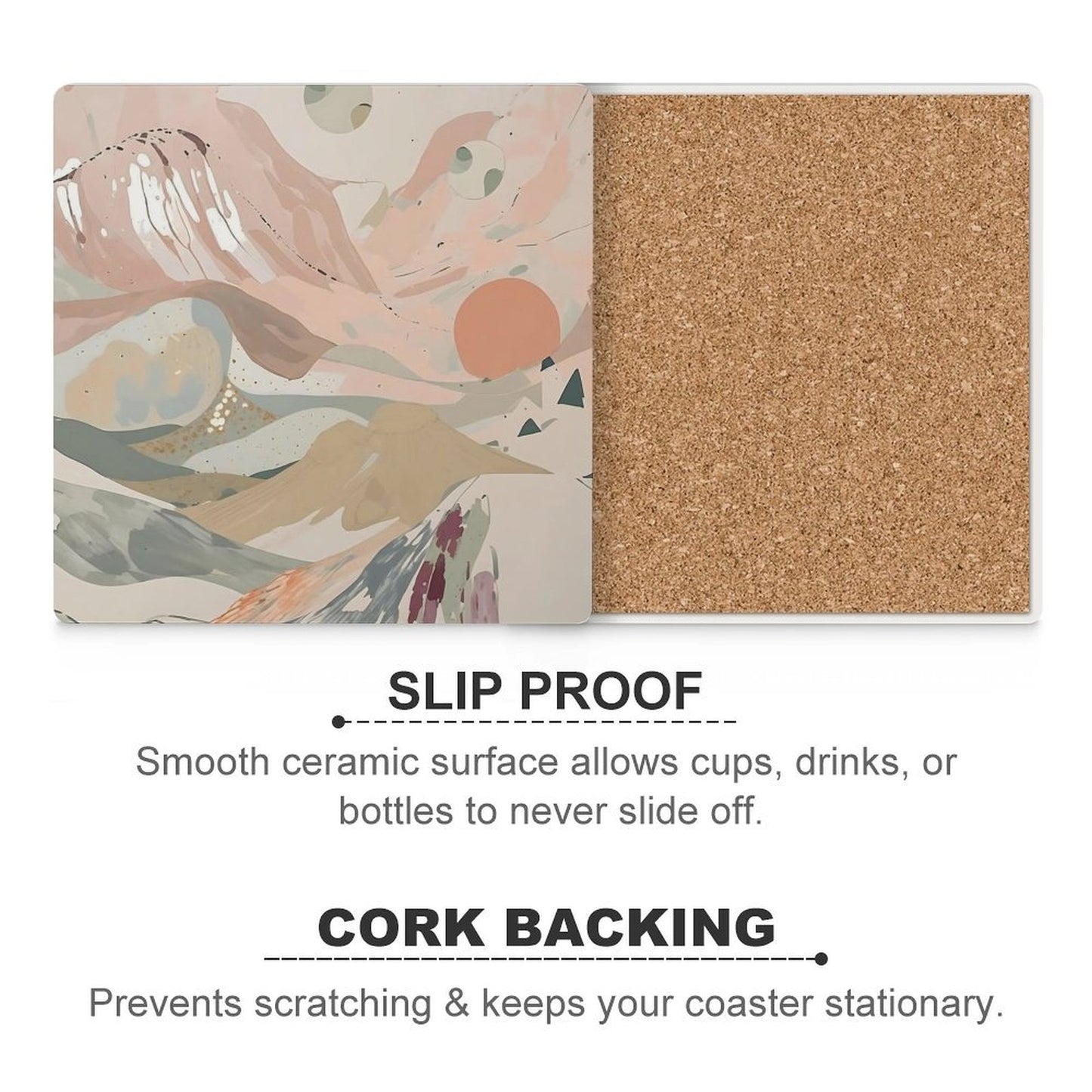 Celestial Dusk Dreamy Pastel Landscape Coasters — US-Made, Set of 4