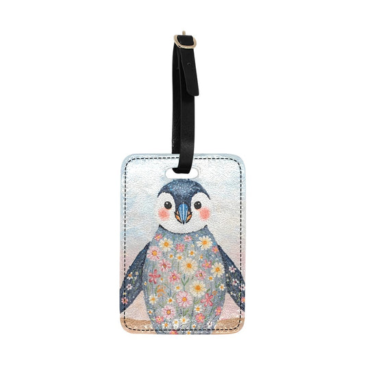 Floral Penguin Luggage Tag One Size