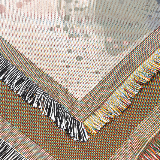 Abstract watercolour throw blanket, close-up detail
