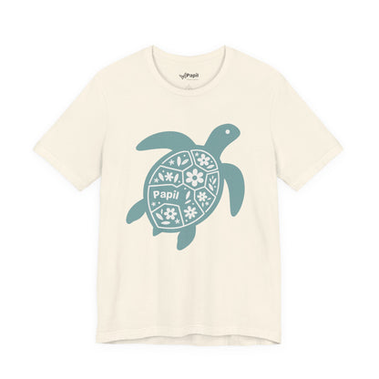 Shell Yeah! Floral Sea Turtle Unisex Graphic Tee Natural