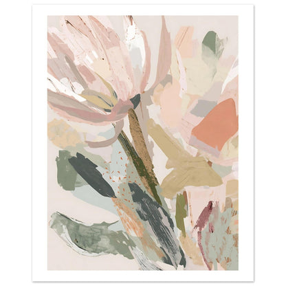 Abstract Floral Canvas Wall Art Print | Modern Minimalist Botanical Painting 20x25 cm 8x10″