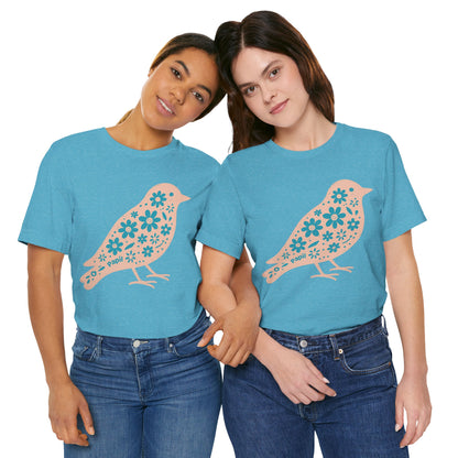 Little Bird, Big Charm — Floral Spring Bird Unisex Graphic Tee