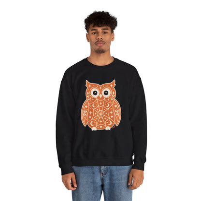 Wise & Whimsical — Folk Owl Cosy Crewneck Sweatshirt