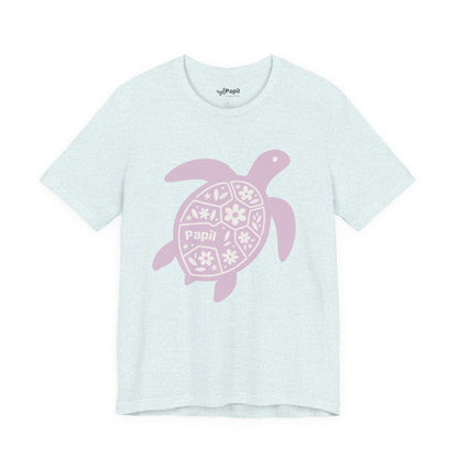 Shell Yeah! Floral Sea Turtle Unisex Graphic Tee Heather Ice Blue