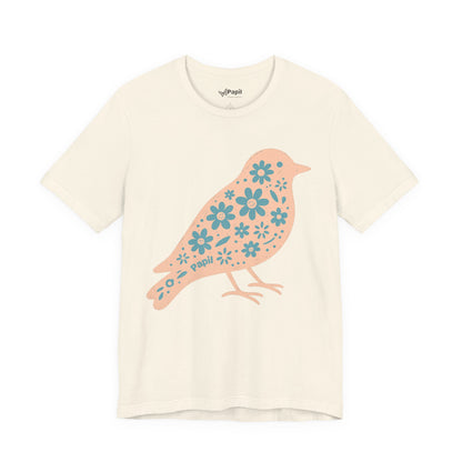 Little Bird, Big Charm — Floral Spring Bird Unisex Graphic Tee Natural