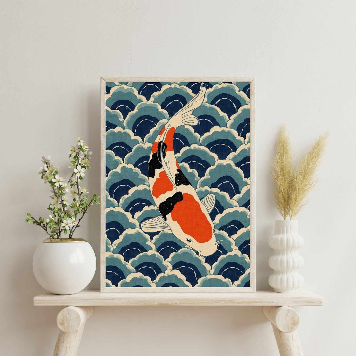 Koi Wave Japanese Art Wall Poster