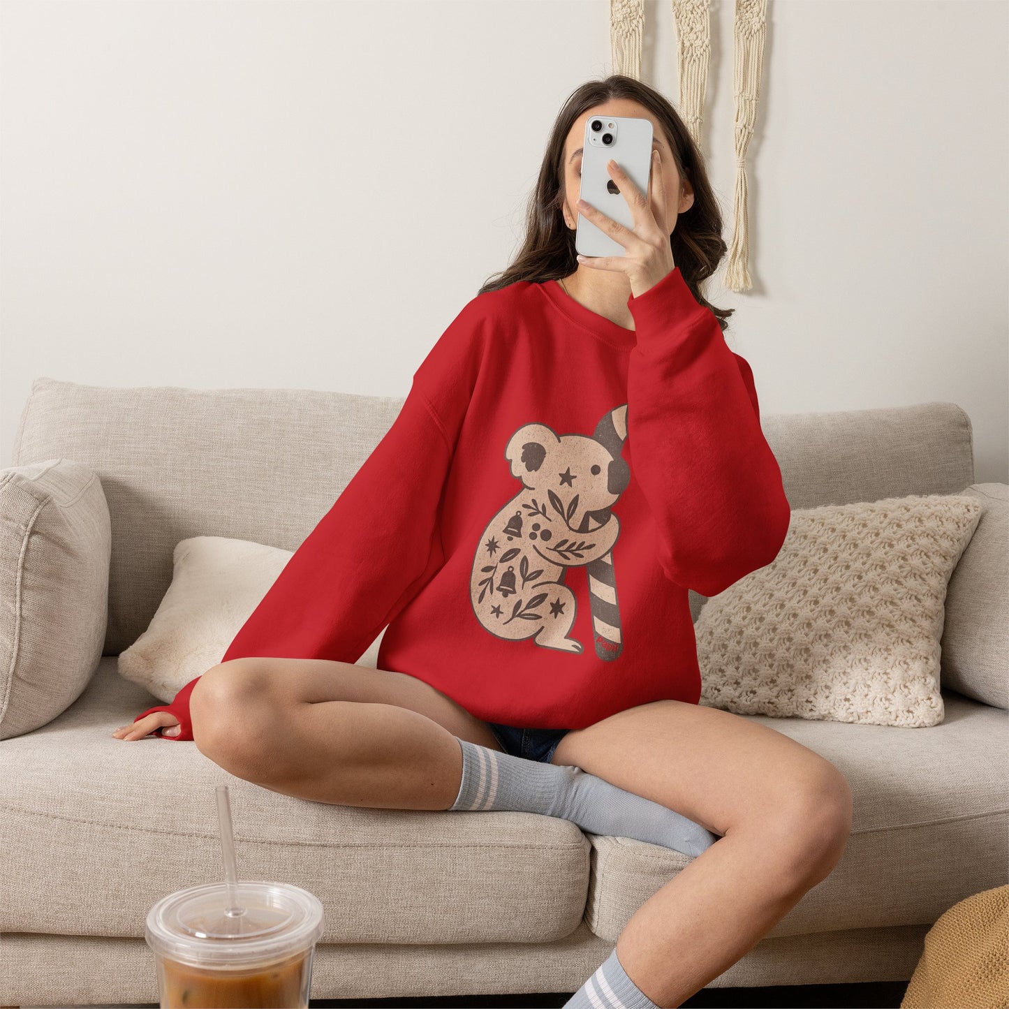 G'day Koala Christmas Sweatshirt, Cosy Botanical Unisex Jumper for the Aussie Holidays