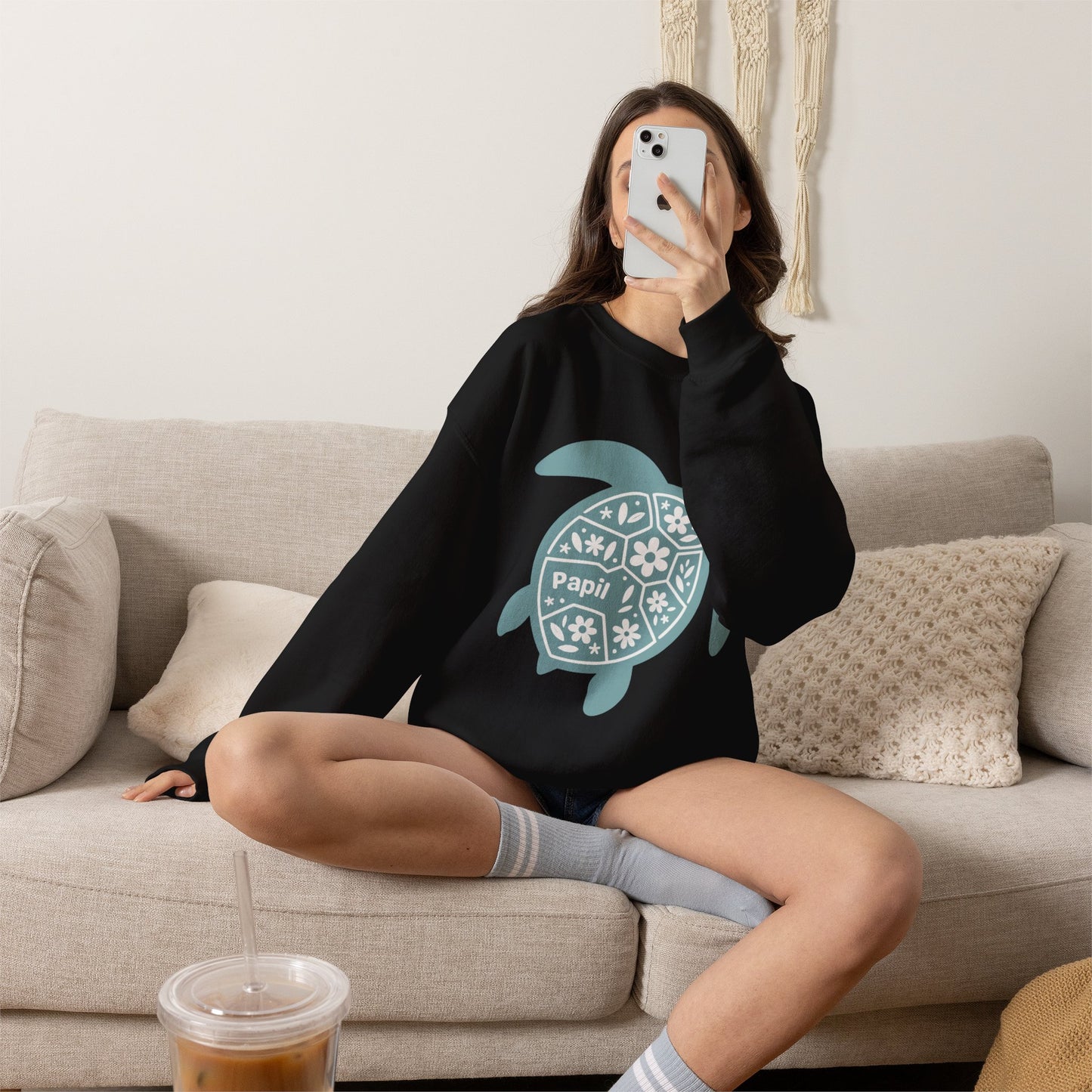 Shell Yeah! Floral Sea Turtle Cosy Crewneck Sweatshirt