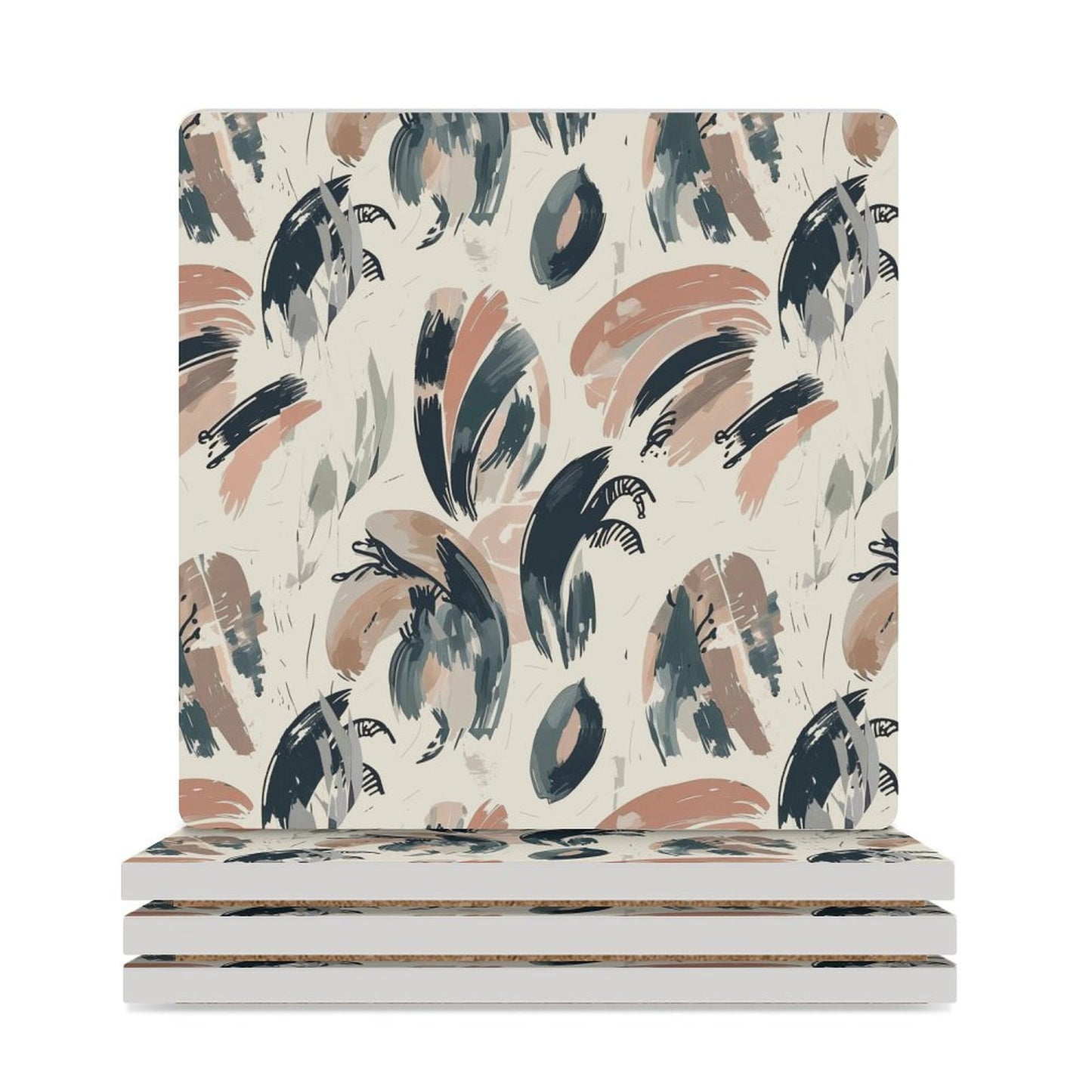 Earthbound Brush Abstract Coasters — US-Made, Set of 4