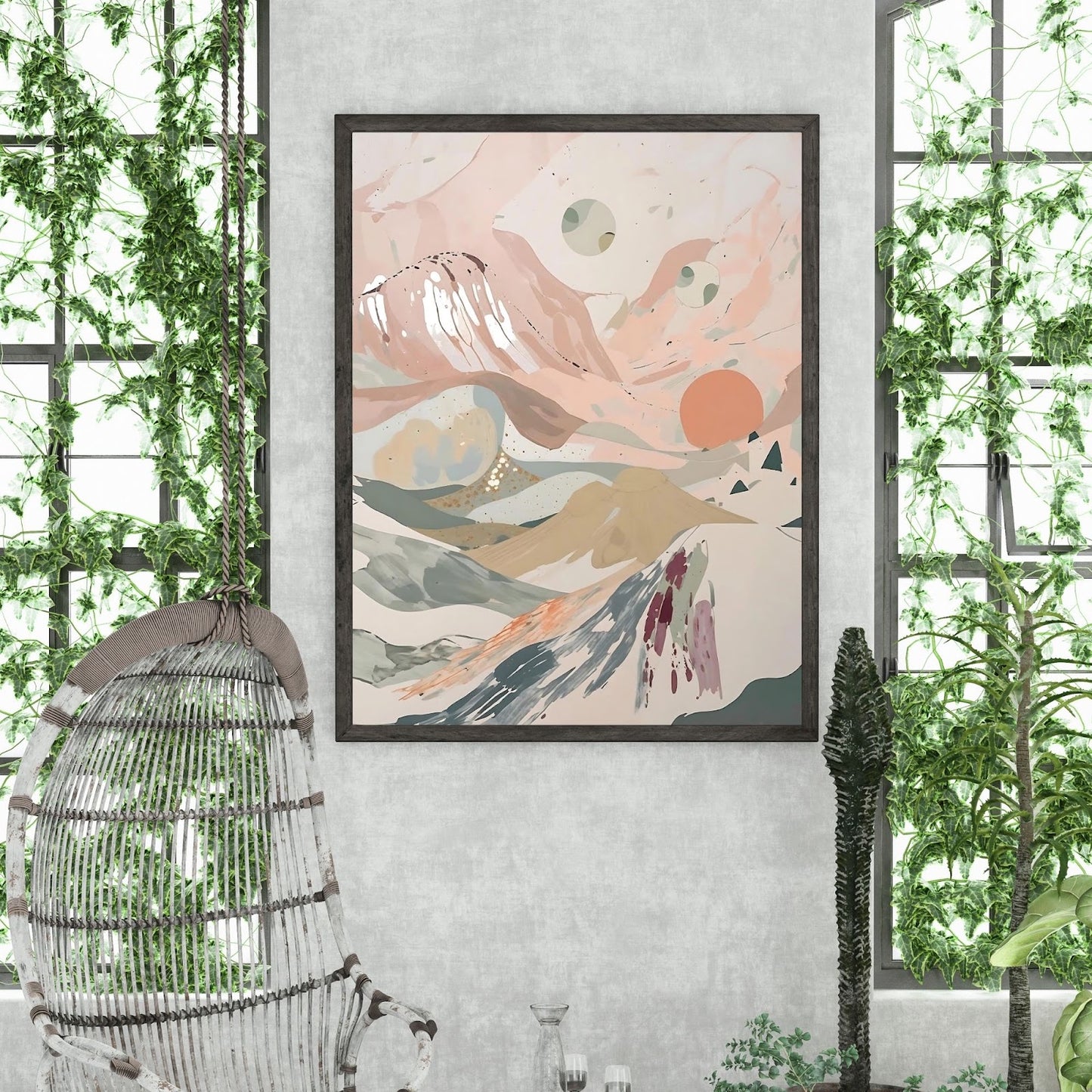 Celestial Desert Dreams Abstract Wall Art Poster
