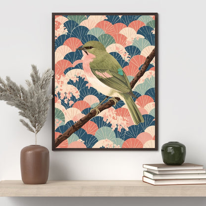 Songbird Serenity Japanese Art Wall Poster