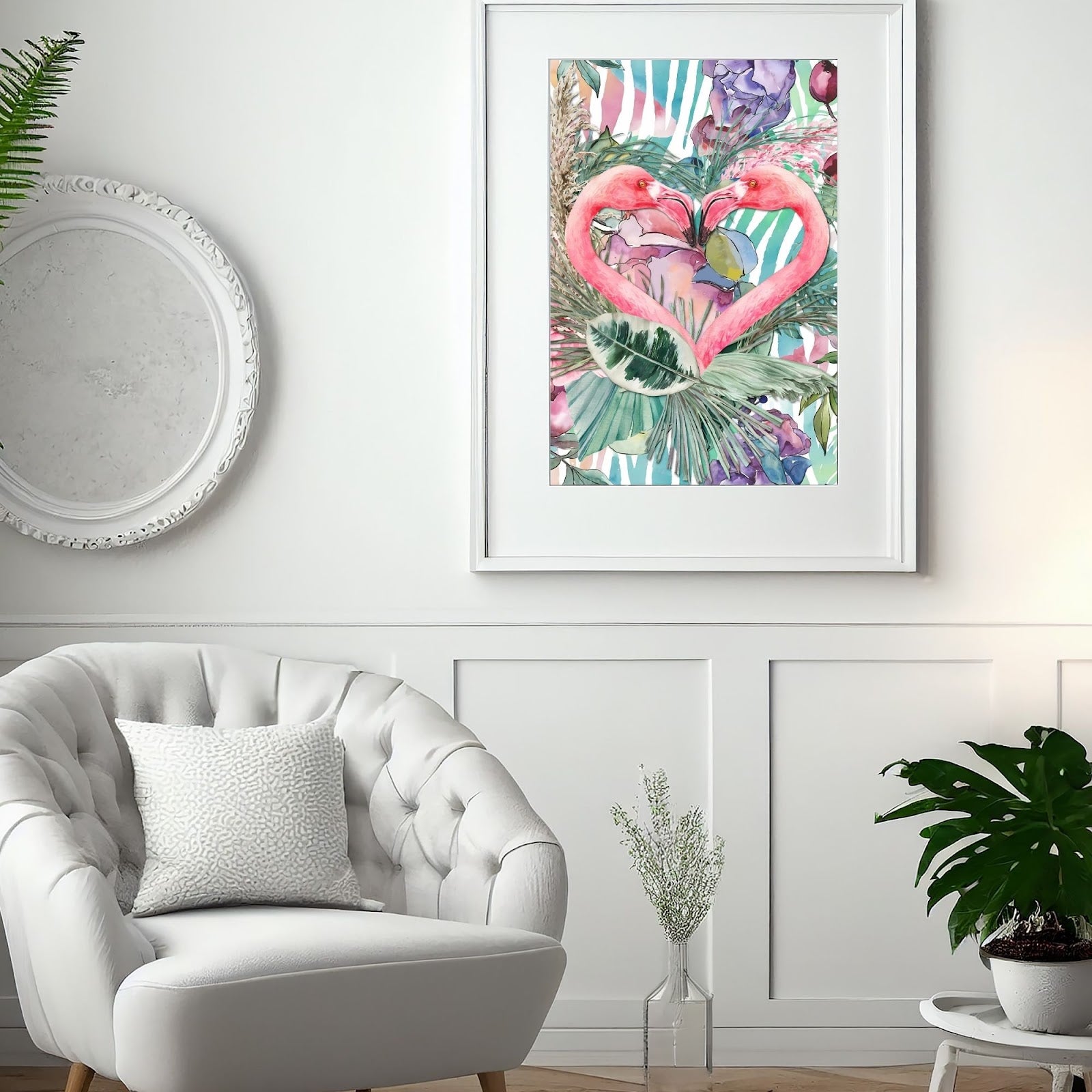 Flamingo Love Tropical Wall Art Poster