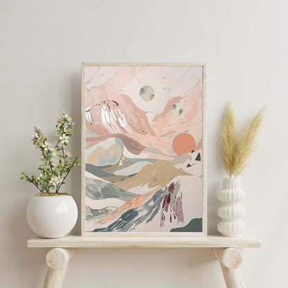 Celestial Desert Dreams Abstract Wall Art Poster