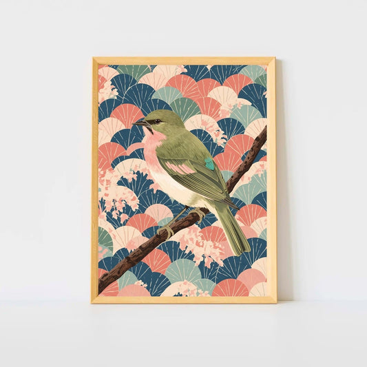 Songbird Serenity Japanese Art Wall Poster