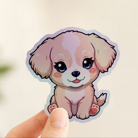Kawaii Puppy Rainbow Set | Cute Dog | Holographic Foil | Kiss-Cut Sticker