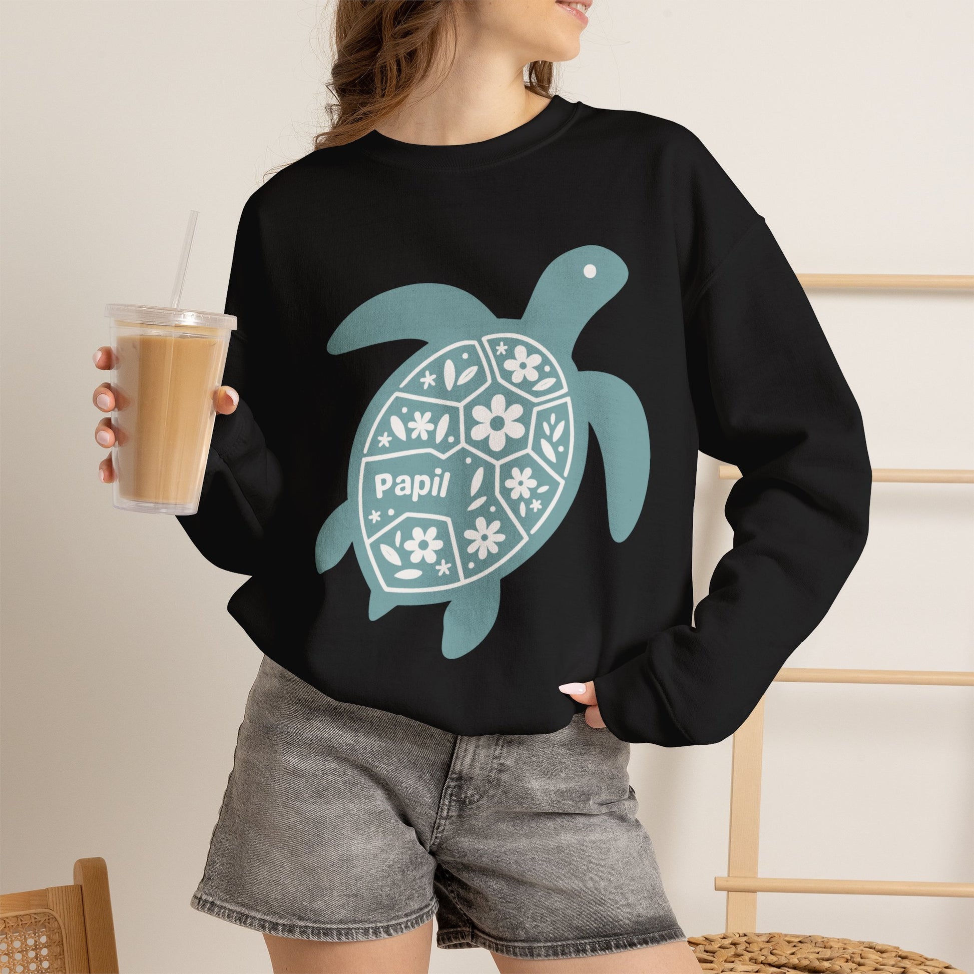 Shell Yeah! Floral Sea Turtle Cosy Crewneck Sweatshirt
