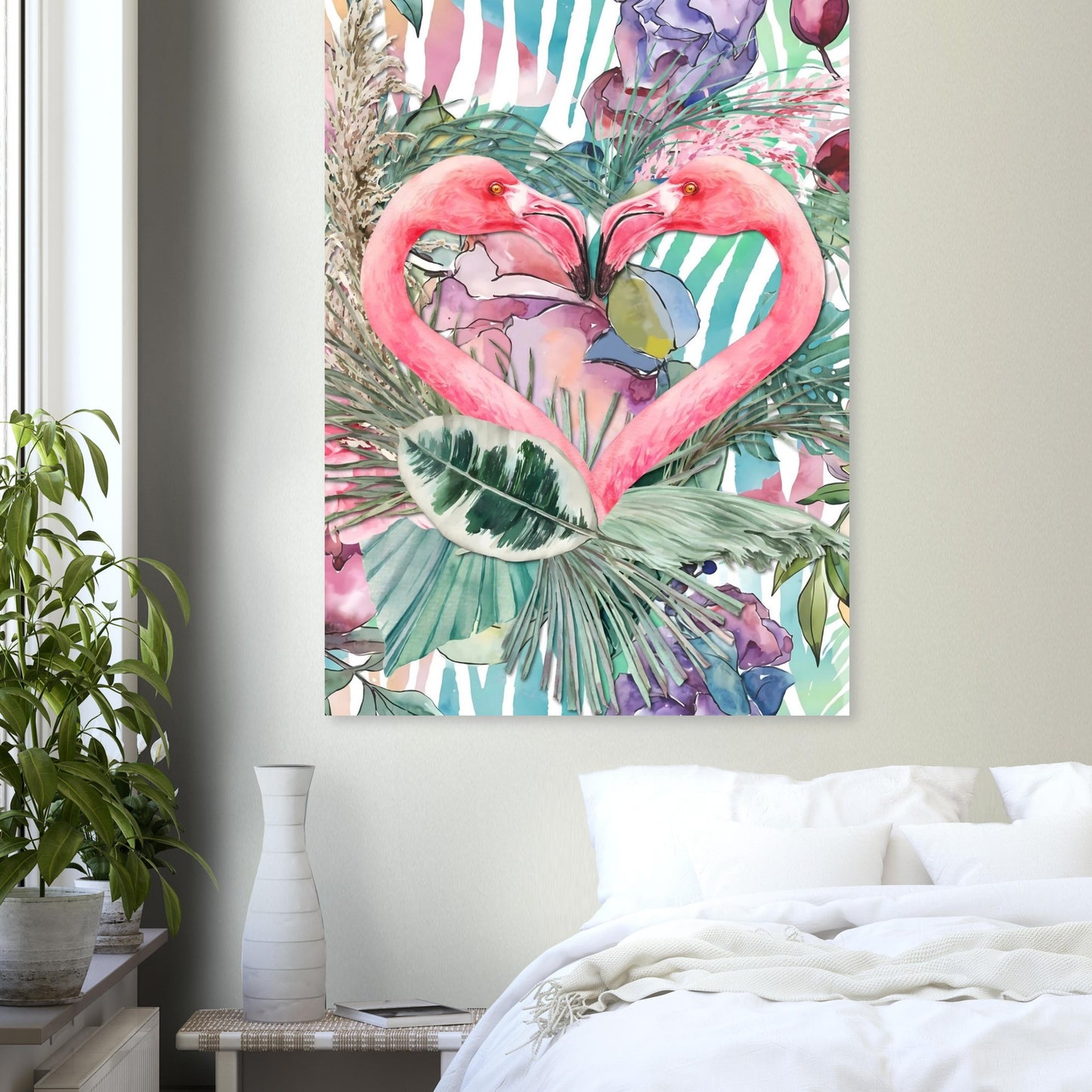 Flamingo Love Tropical Wall Art Poster