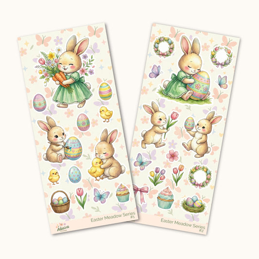 Easter Meadow Bunny & Chick | Planner Set | White Vinyl | Sticker Sheet