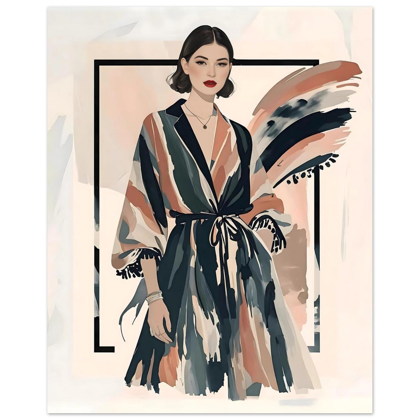 Kimono Chic Fashion Illustration Wall Art Poster 20x25 cm 8x10″