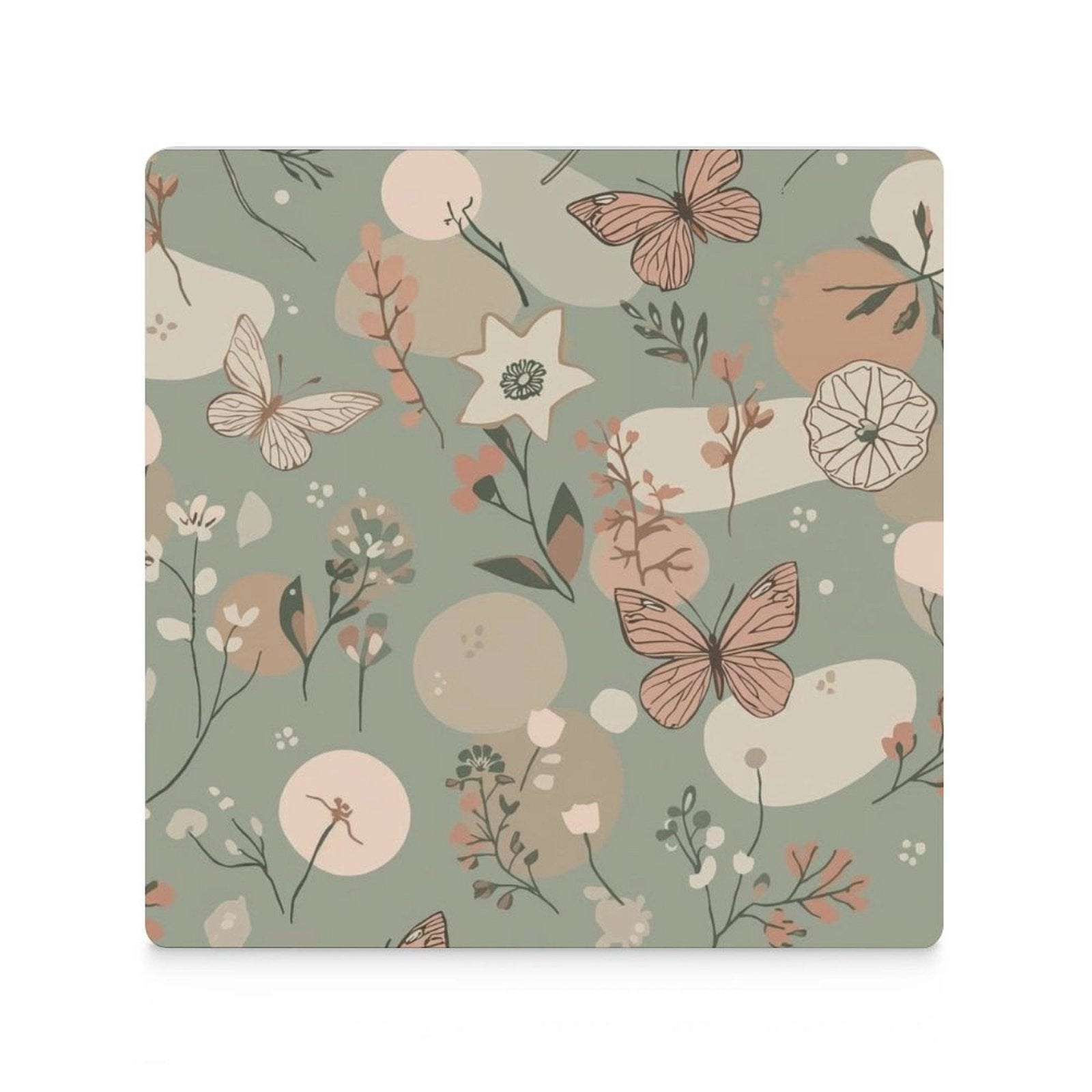 Sage Butterfly Botanical Coasters — US-Made, Set of 4