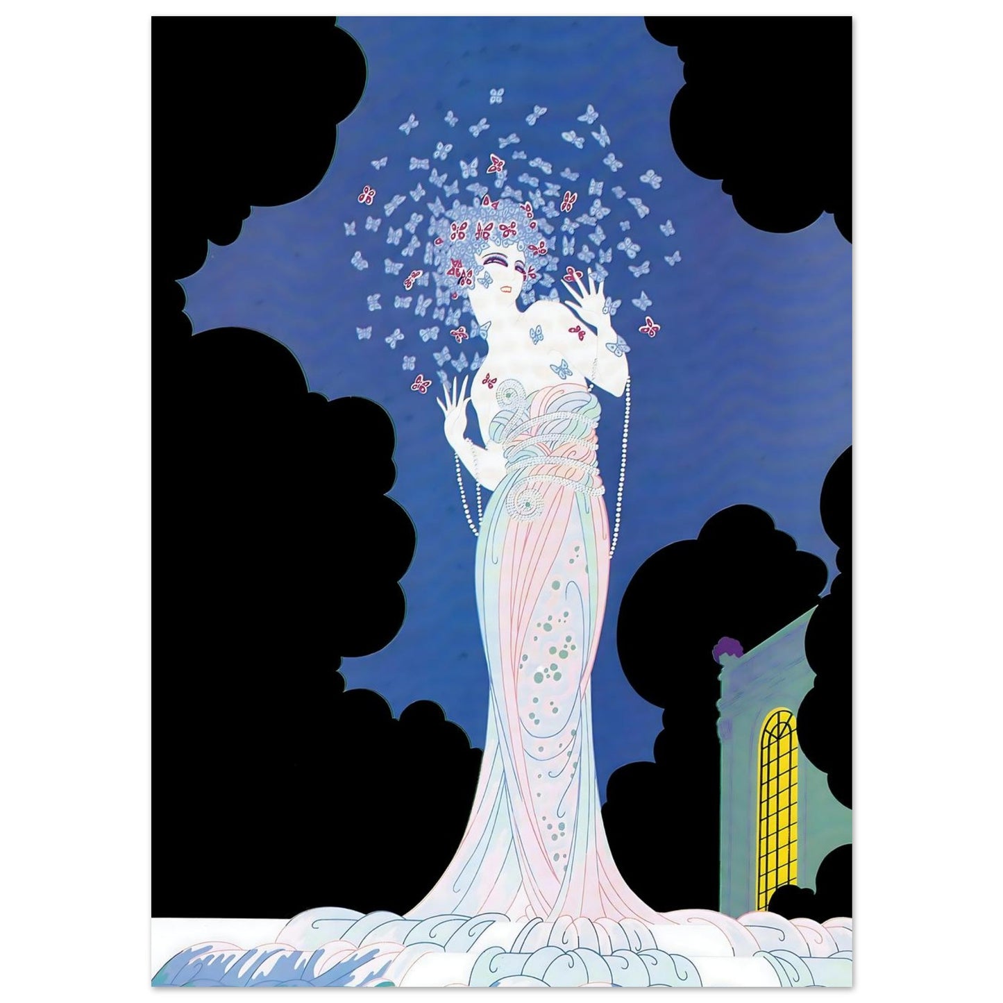 Butterfly Muse Art Deco Wall Art Poster 13x18 cm 5x7″