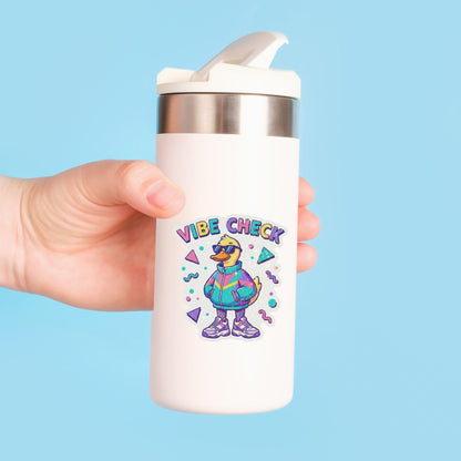 Vibe Check Retro Duck | 90s Aesthetic | Glitter Vinyl | Die-Cut Sticker