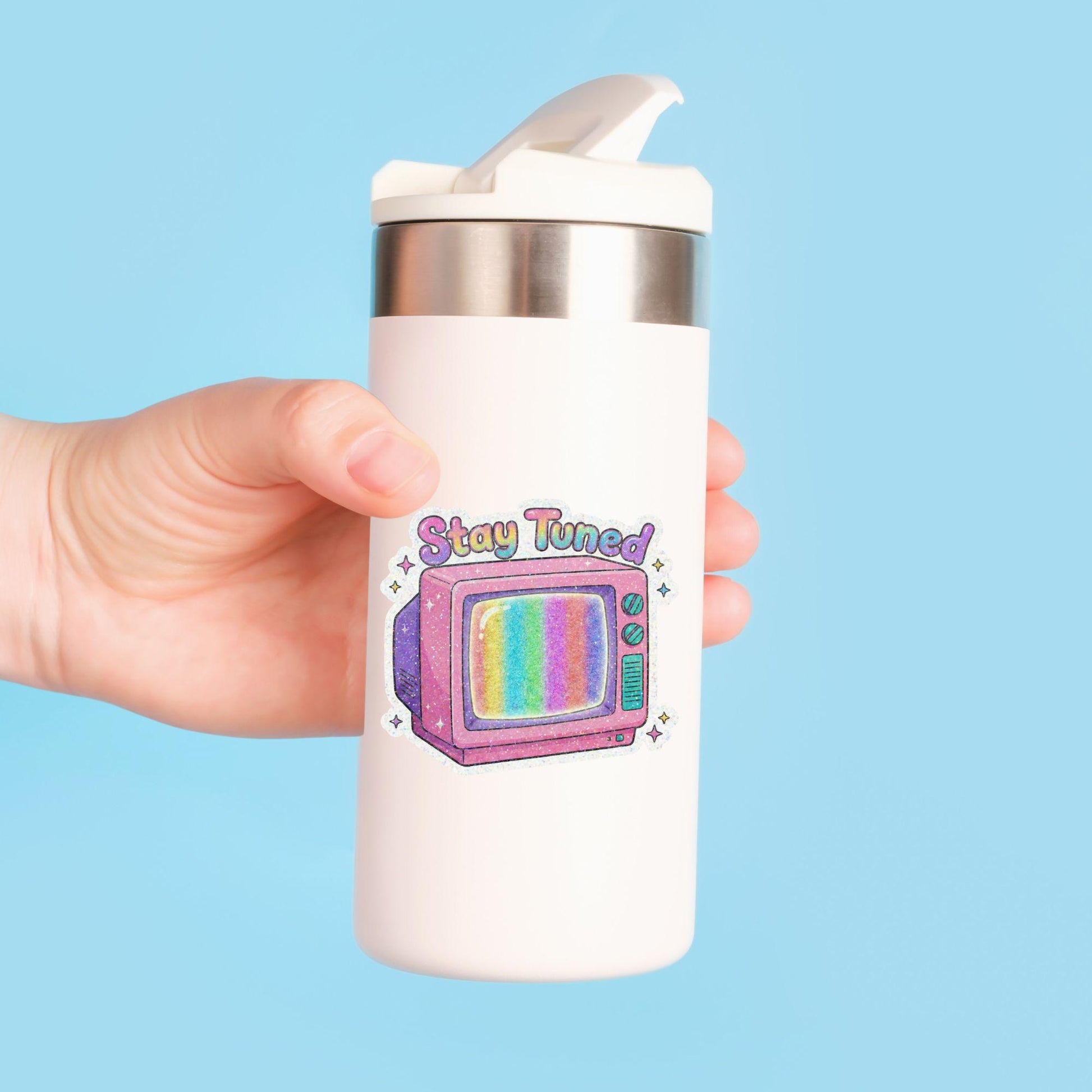 Stay Tuned Retro TV | 90s Pastel | Glitter Vinyl | Die-Cut Sticker