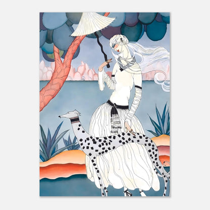 Ms Vogue & Her Spotted Hound Art Deco Wall Art Poster
