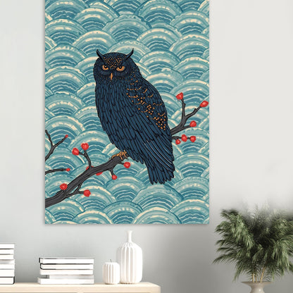 Midnight Owl Japanese Art Wall Poster