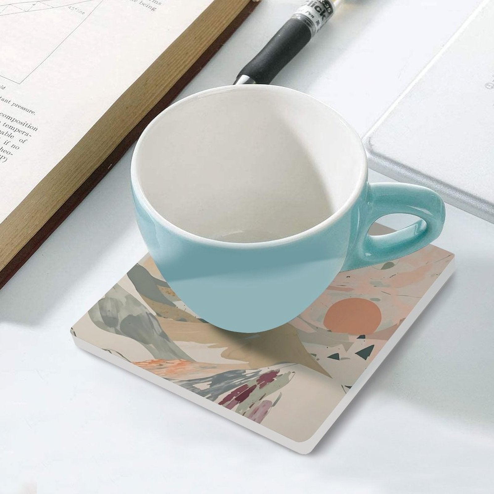 Celestial Dusk Dreamy Pastel Landscape Coasters — US-Made, Set of 4