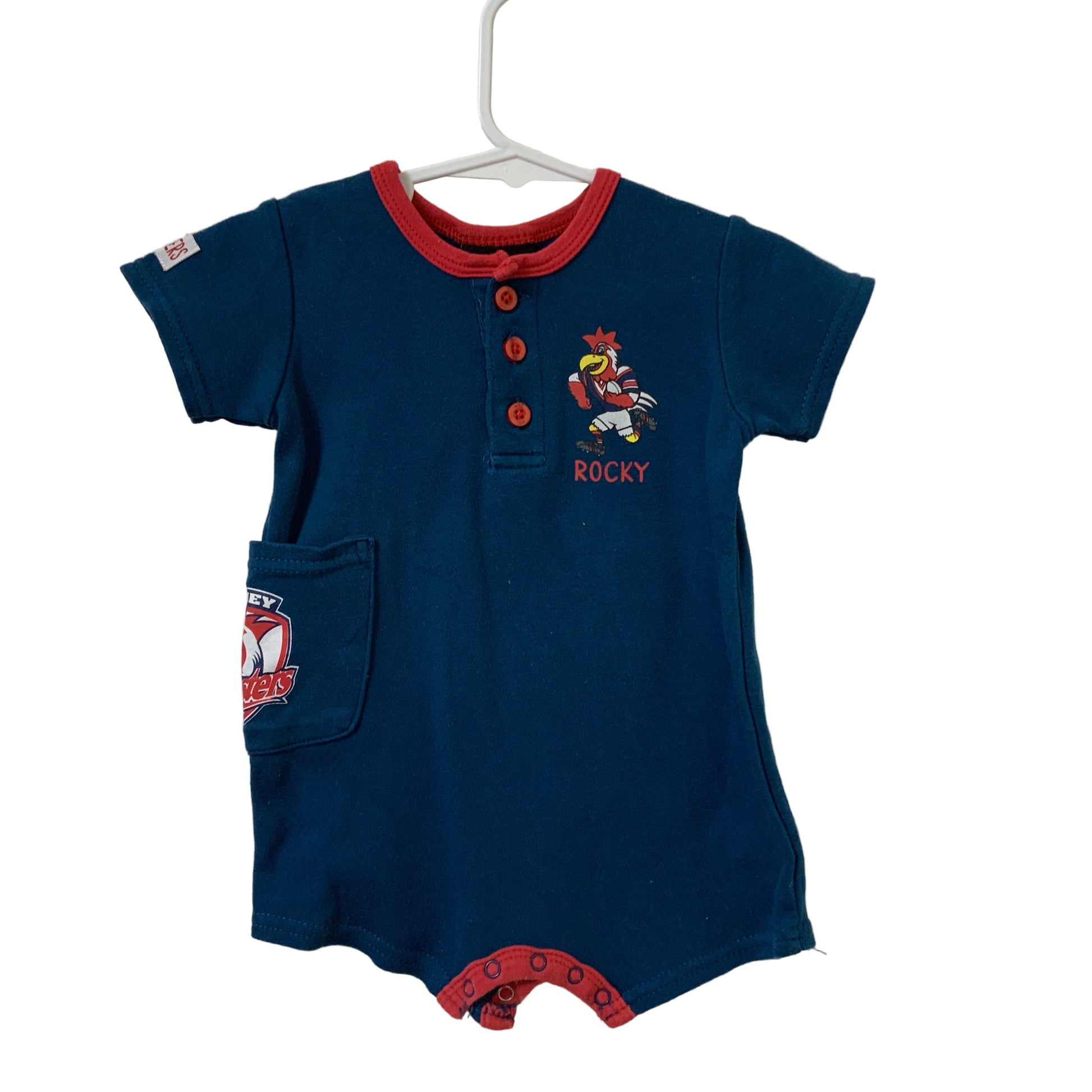 NRL Sydney Roosters Baby Rocky Mascot Short Sleeve Romper | Size 0