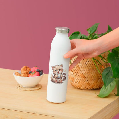 Paws and Sip Cat Coffee | Cozy Aesthetic | White Gloss Vinyl | Die-Cut Sticker
