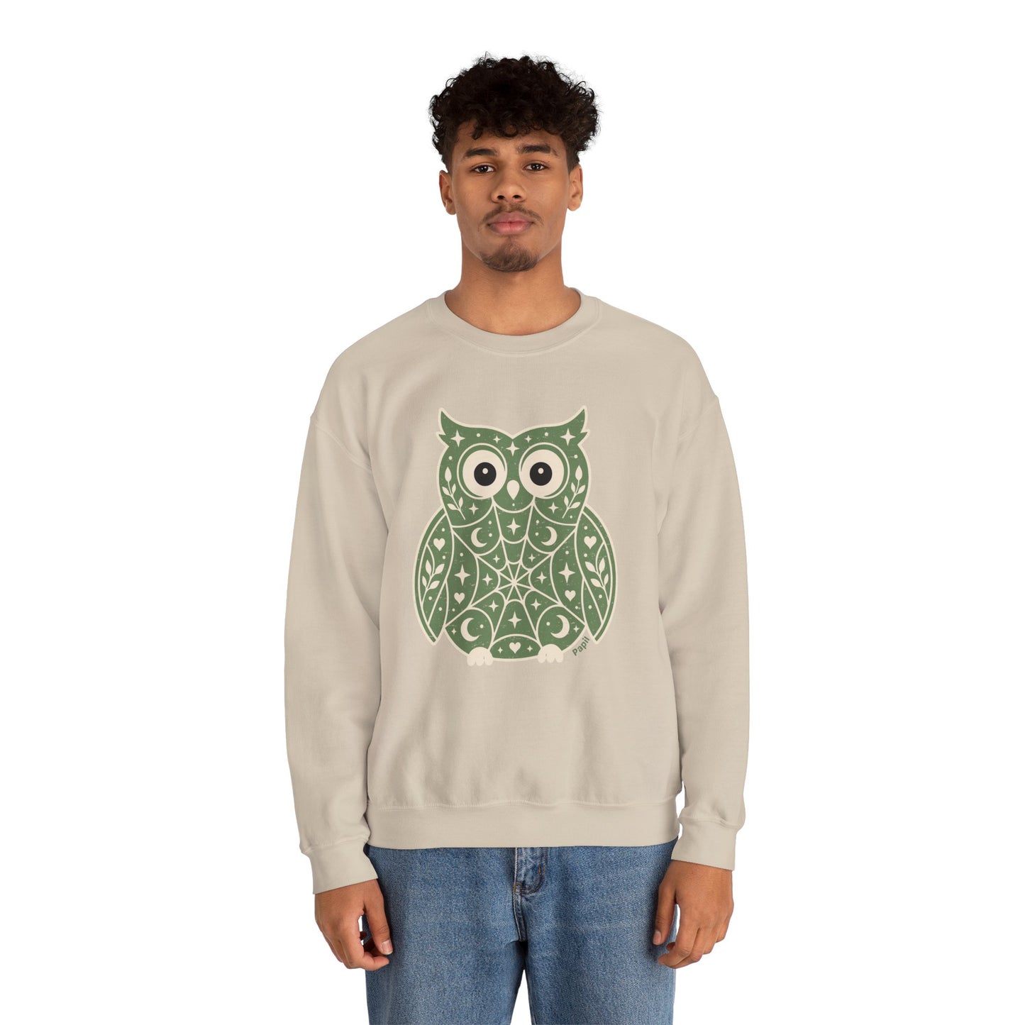 Wise & Whimsical — Folk Owl Cosy Crewneck Sweatshirt