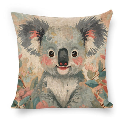 Koala in Bloom Dreamy Watercolour Cushion Cover — US-Made, Single-Sided Print, 45×45cm