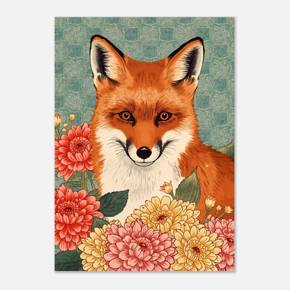 Floral Fox Ukiyo-e Wall Art Poster