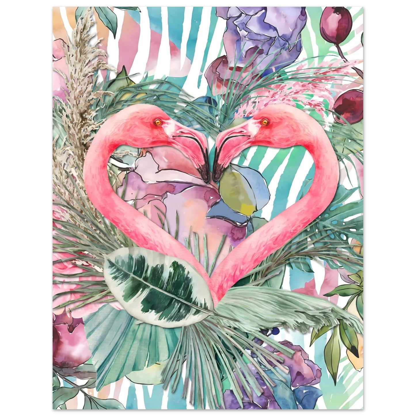 Flamingo Love Tropical Wall Art Poster 27x35 cm 11x14″