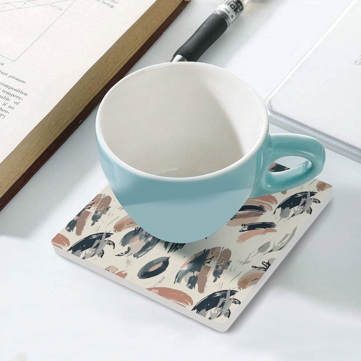 Earthbound Brush Abstract Coasters — US-Made, Set of 4