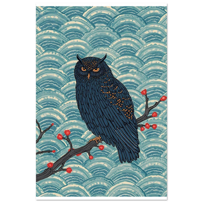 Midnight Owl Japanese Art Wall Poster 40x60 cm 16x24″