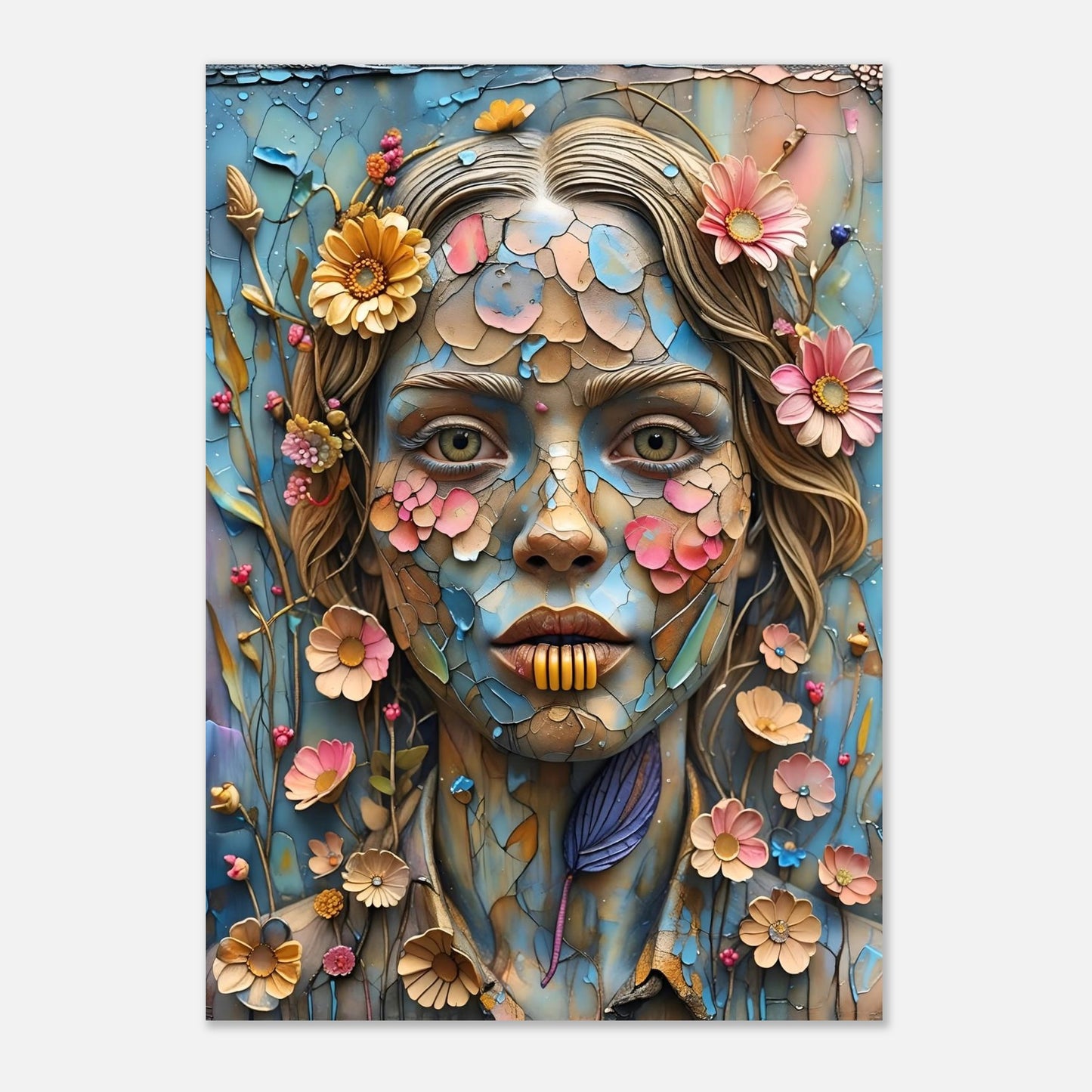 Bloom & Fracture Surreal Portrait Wall Art Poster