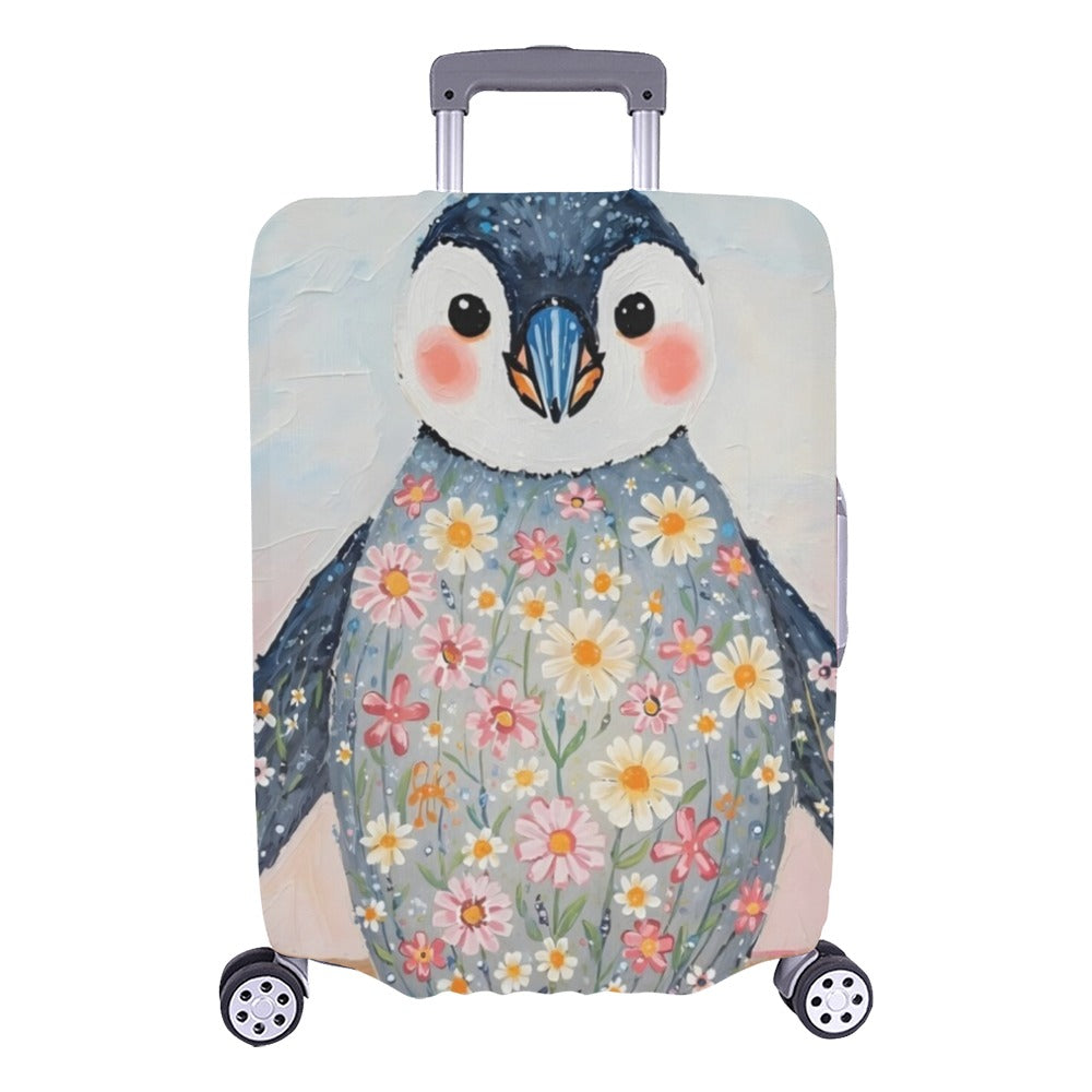 Floral Penguin Luggage Cover One Size ART00019 Luggage Cover (Large Size) (26"-28")