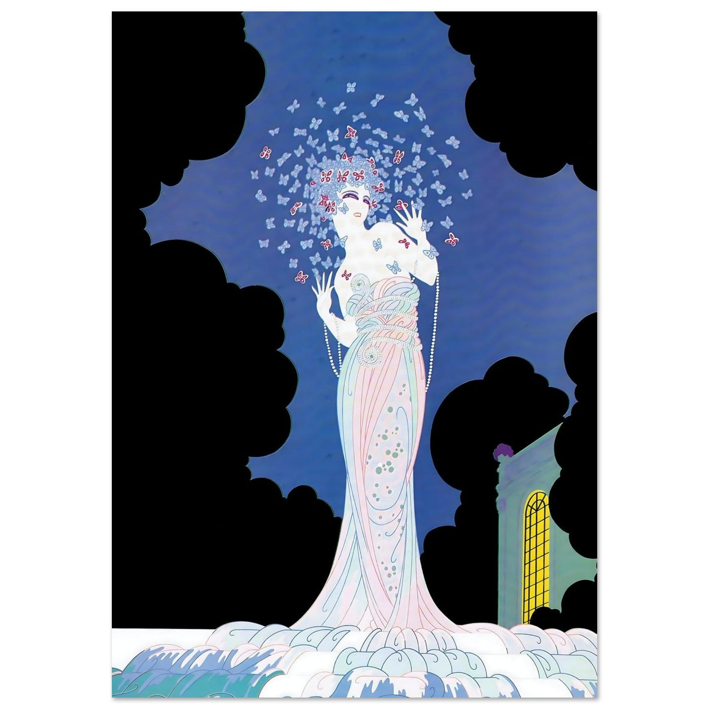 Butterfly Muse Art Deco Wall Art Poster A0 (84.1 x 118.9 cm)