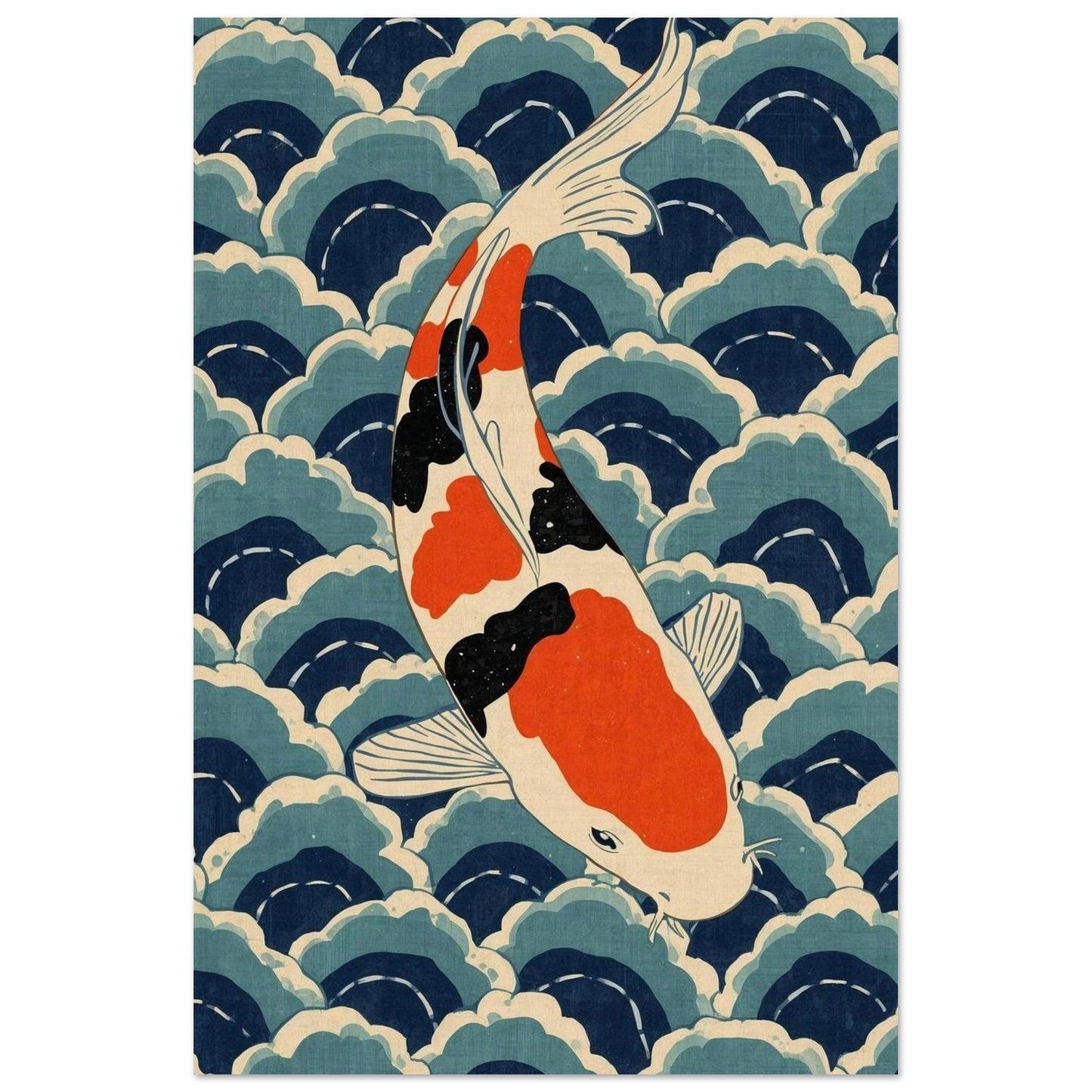 Koi Wave Japanese Art Wall Poster 30x45 cm 12x18″