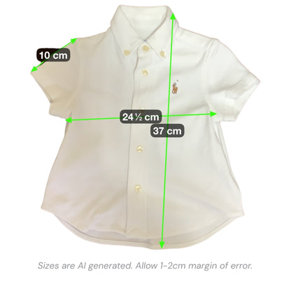 Ralph Lauren Baby Boys 2-Piece Set White Shirt & Blue Stripe Shorts | Size 9M